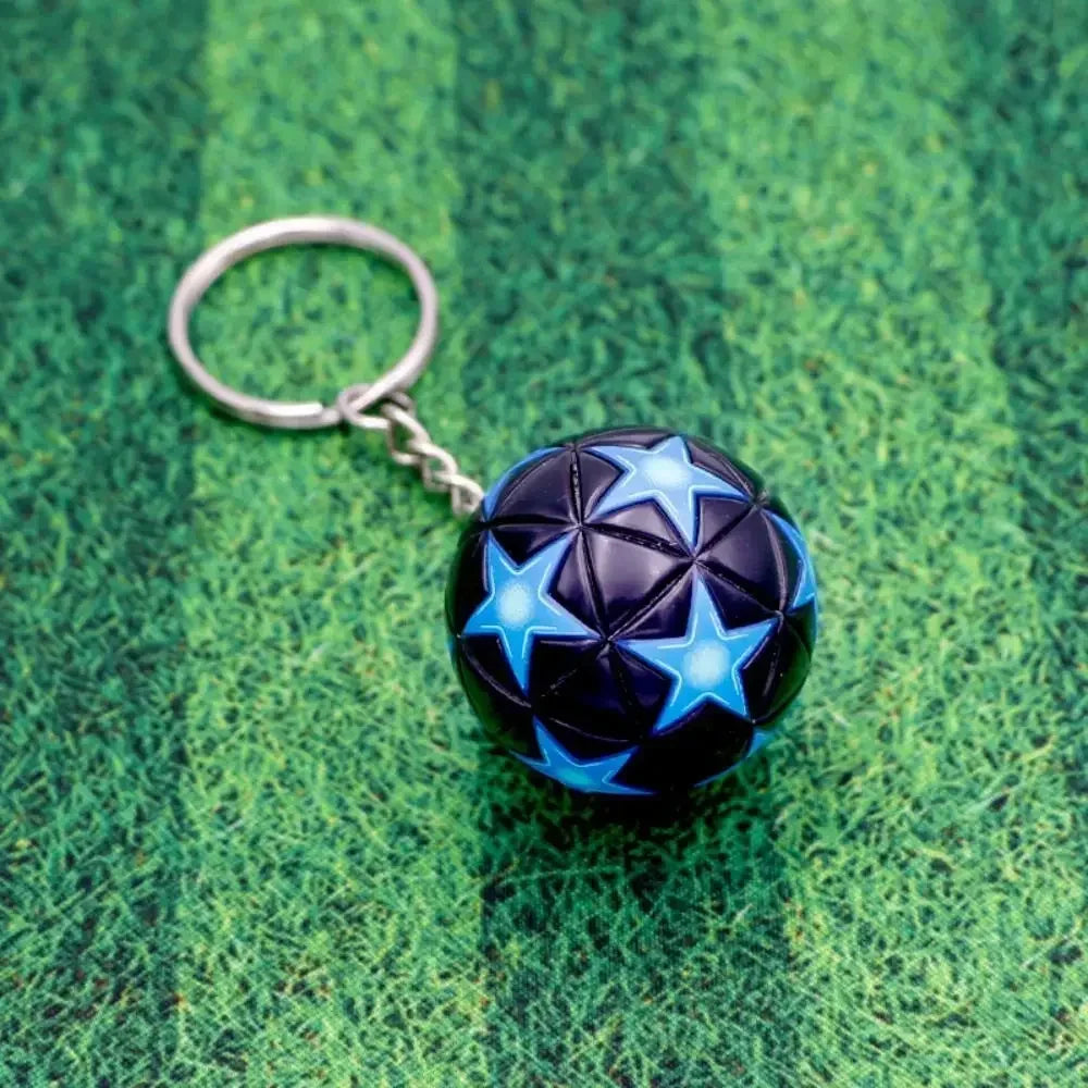 Black and Blue Star Soccer Ball Keychain