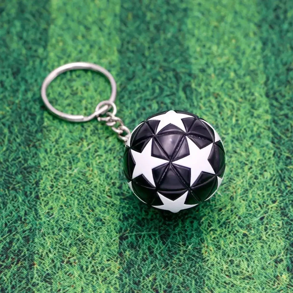 Black Star Soccer Ball Keychain